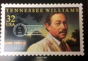 First day of issue stamp of Tennessee Williams