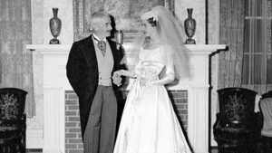 Dean Faulkner Wells with her uncle William Faulkner on her wedding day.