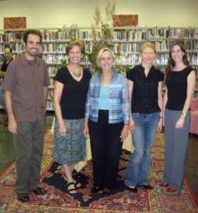 Michael Kardos, Nancy Jacobs, Nancy Hargrove, Becky Hagenston, and Catherine Pierce after a Starkville Reads presentation.