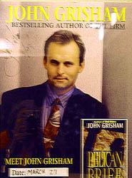 Poster announcing Grisham's appearance for The Pelican Brief by N. Jacobs