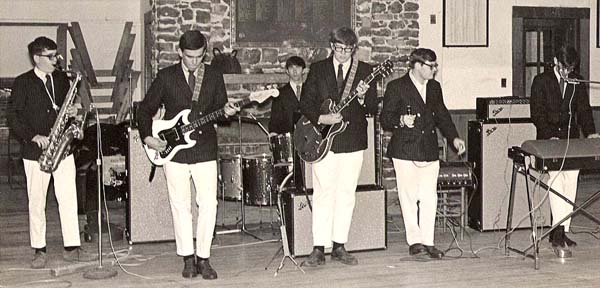 T. R. Hummer at left playing saxophone in high school. Photo courtesy of drummer Bobby Mann.