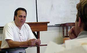 Rick Guy talks to SHS English class. May, 2001