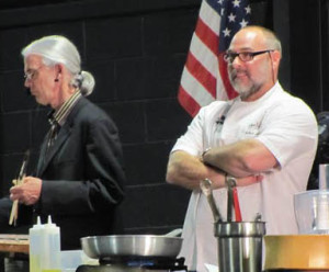 Wyatt Waters, artist,, and Robert St. John, chef demonstrate some Italian recipes. Used by permission