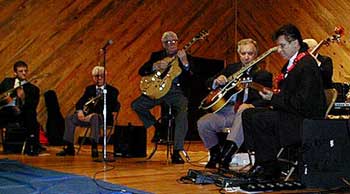 Steve Blailock, Skeets McWilliams, Mendell Lowe, Lloyd Wells and Bucky Barrett play guitars at Jazz Reunion 1998