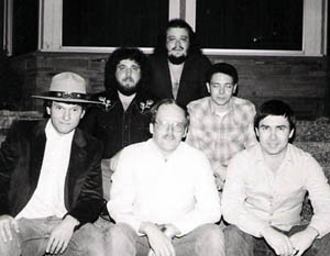 Band: Tupelo, in March, 1982 (from l. to r.) Ken Goodrich, bass guitar; Bob McLendon, guitar; Rusty McDaniels, singer and guitar; Mac Hussey, bass; Tim Soper, keyboard; and Bobby Mann, drummer