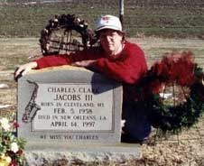 Grave of Jacobs in Clark Mound Cemetery in the Delta near Beulah, Mississippi. Duff Durrough is pictured.