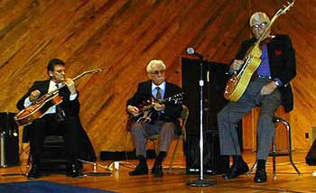 Left to right, guitarists Steve Blailock, Skeets McWilliams, and Mundell Lowe.  Photo by Nancy N. Jacobs