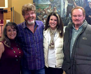 Mac McAnally with friends at MSU. Photo by Zach Rolland. Left to right: Kathy Steen, Mac McAnally, Lynne Philli[ps-Gaines, and Jack Haynes.